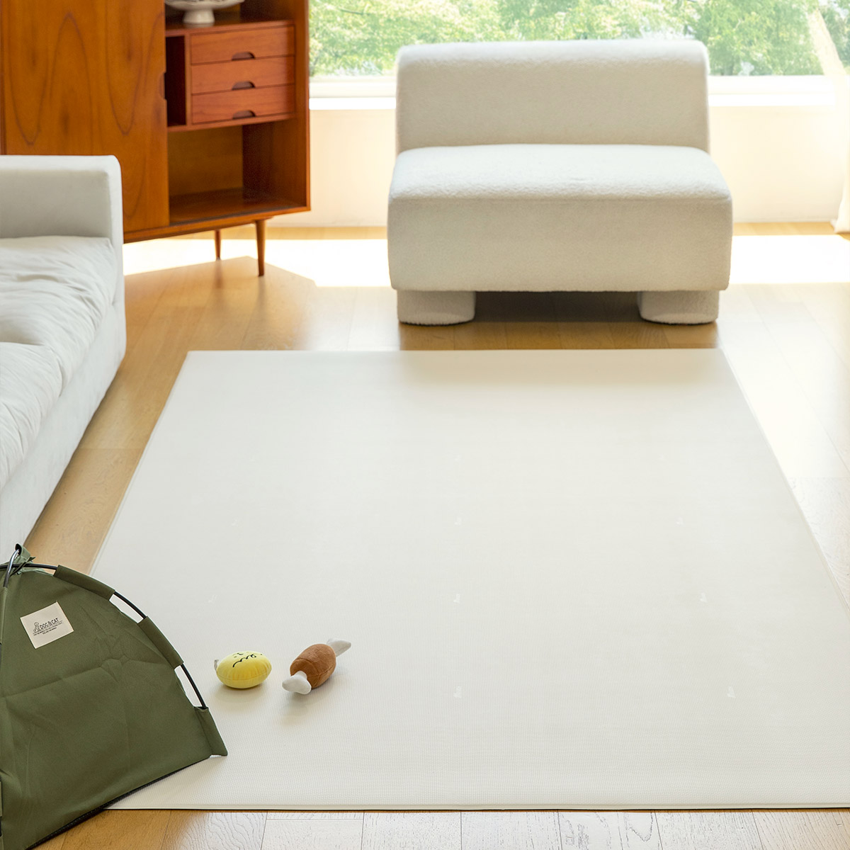 Ковер нескользящий для собак в гостиную Petnoriter Rug, Кремовый 230х140х0.55 см