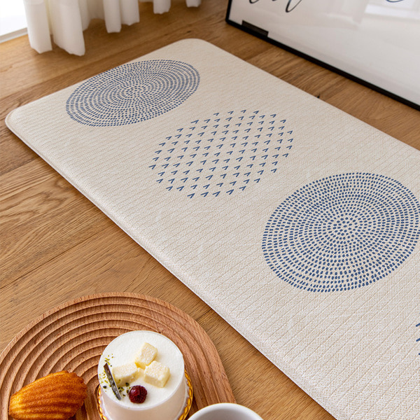 Фото 6 Коврик для кухни Parklon Kitchen Mat Голубые кружки, 120*44*1.2 см