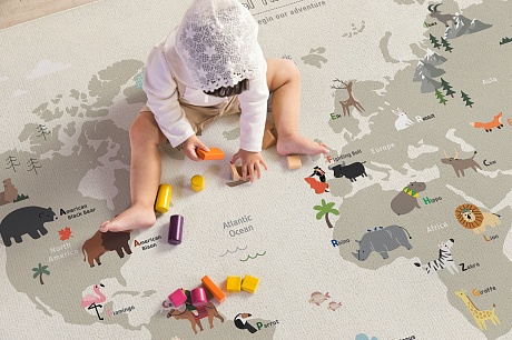 Коврик Pure Soft 210x140x1.5 см, Карта Мира