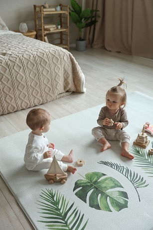 Коврик Pure Soft 190x130x1.2 см, Монстера/Холмы